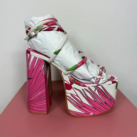 New Cult Gaia Hyte Platform Sandals in La Selva Floral Women's Size EU 39.5